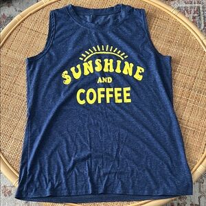 Sunshine and Coffee Kids Blue Tank Top